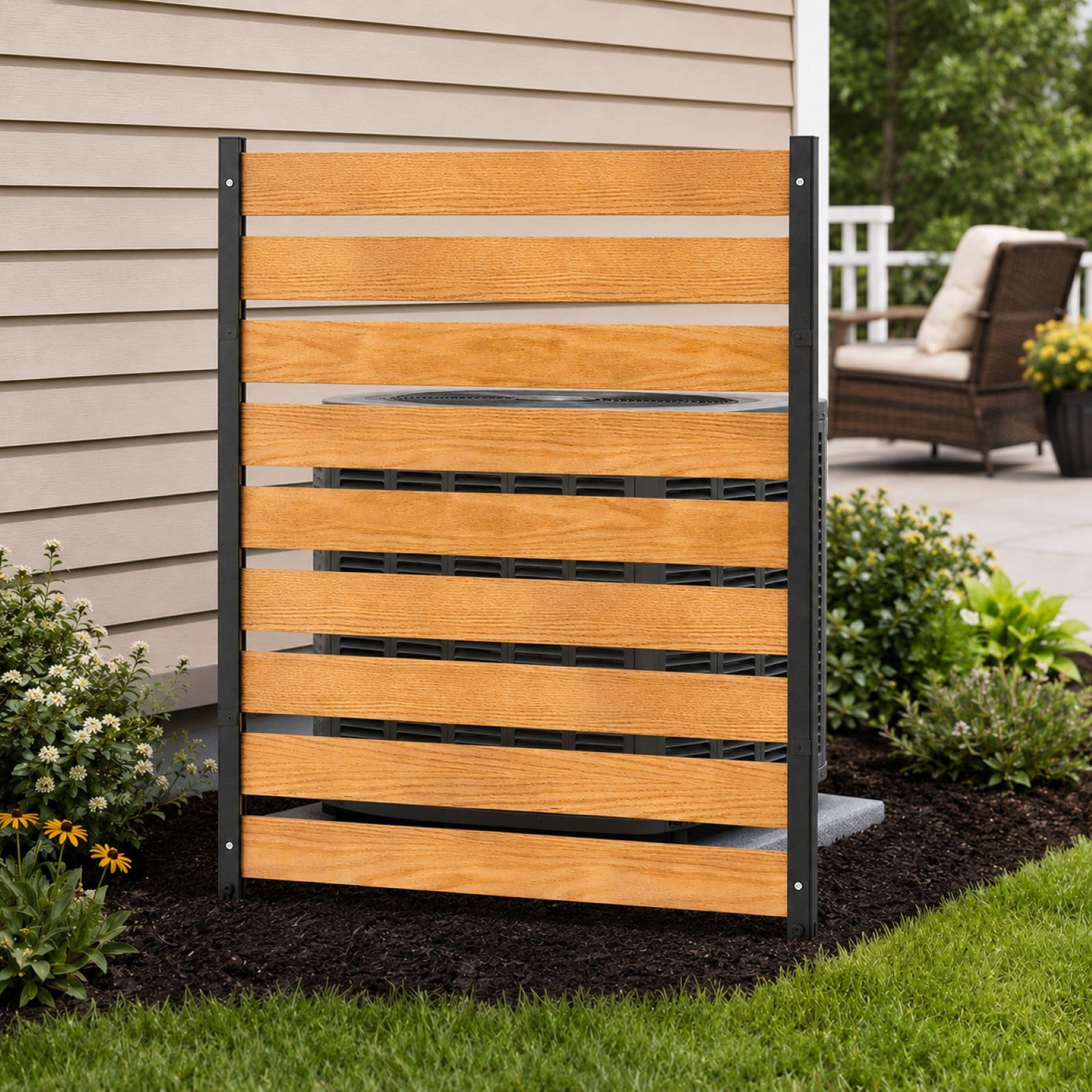 NAIZEA wood privacy fence screen around trash bins