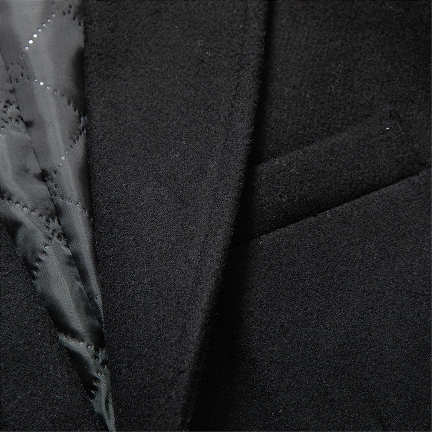 Maiyifu-GJ Men Slim Fit Long Wool Blend Coat Notched Collar Single Breasted Trench Overcoat Casual Business Windbreaker Coats