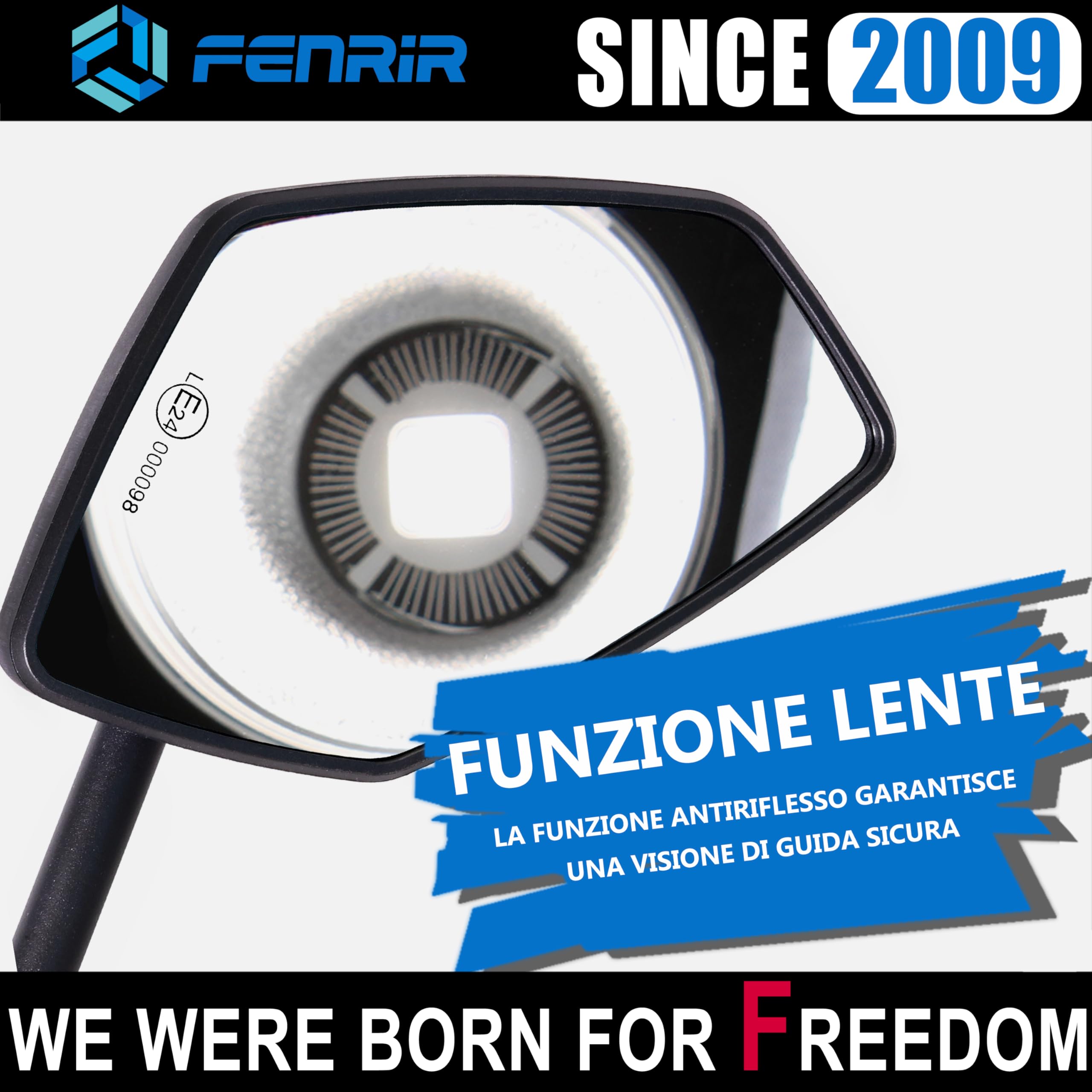 FENRIR Omologati Specchietti Moto Specchietto Retrovisore Indistruttibili Pieghevole Antiriflesso Lenti Curve Design Antivibrazione Regolabili per strada fuoristrada Enduro Adventure Tourer(801-0118)