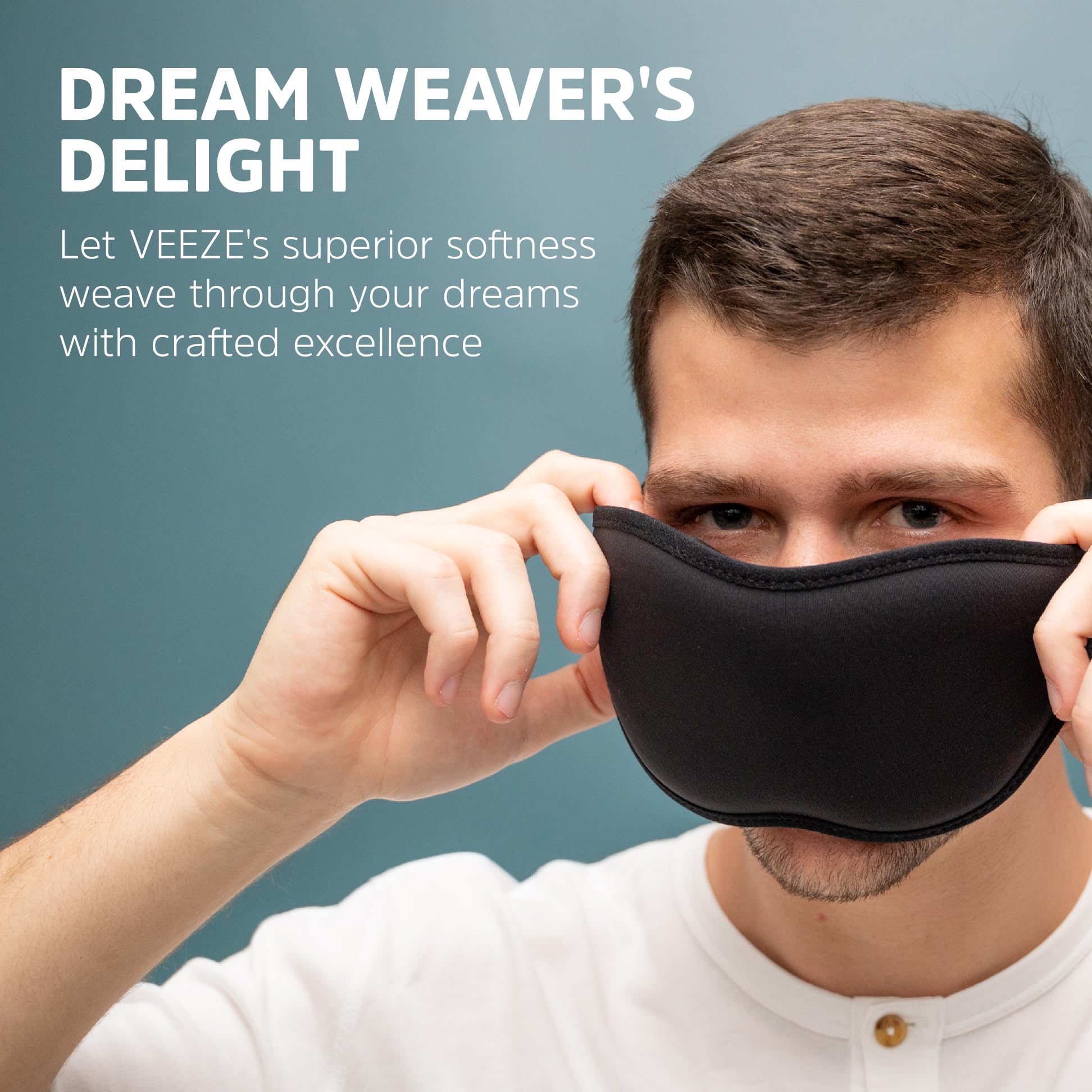 VEEZE Antifaz para dormir - Antifaz para dormir con solapa para la nariz - Máscara de ojos suave para dormir con correa elástica ajustable - Mascarillas para dormir para mujeres y hombres - Cubiertas