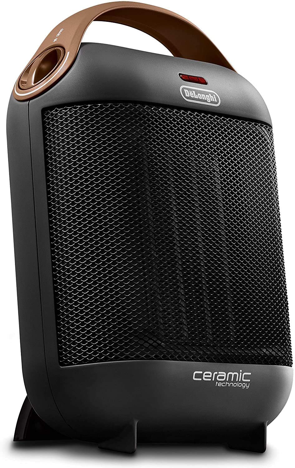 DeLonghi Radiateur céramique HFX30C18.AG | Chauffage mobile pour un apport de chaleur rapide et sélectif | 2 niveaux de puissance | Fonction antigel | Puissance 1 800 W, Gris (Anthracite)