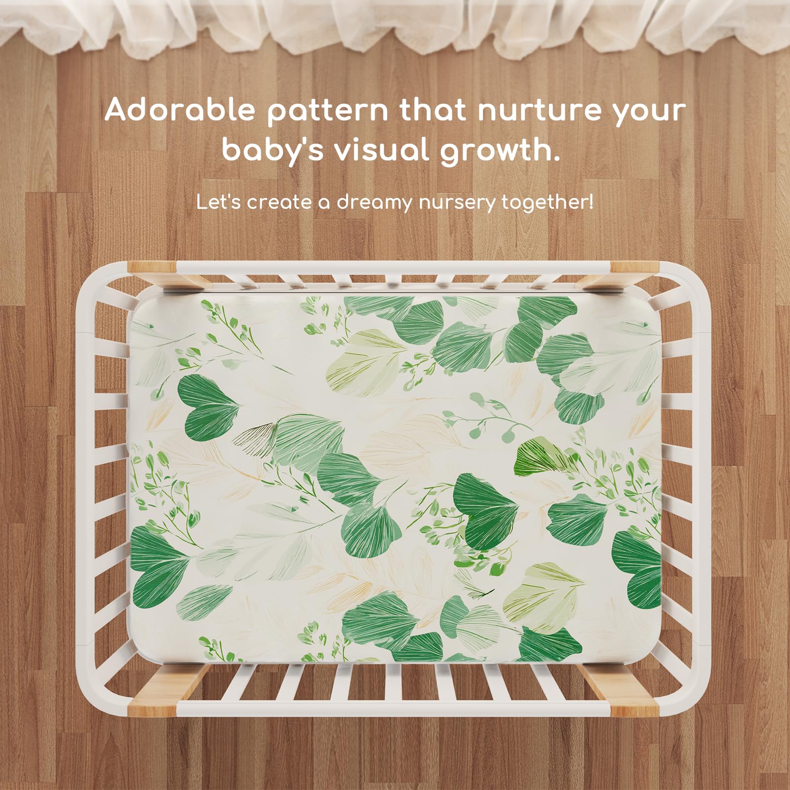 Yukkidds Next to Me Crib Sheets Fitted 83x50cm Baby Bedside Crib Sheets 2 Pack Super Soft & Breathable Microfiber Compatible with Chicco Next2Me Green Leaf - Image 3
