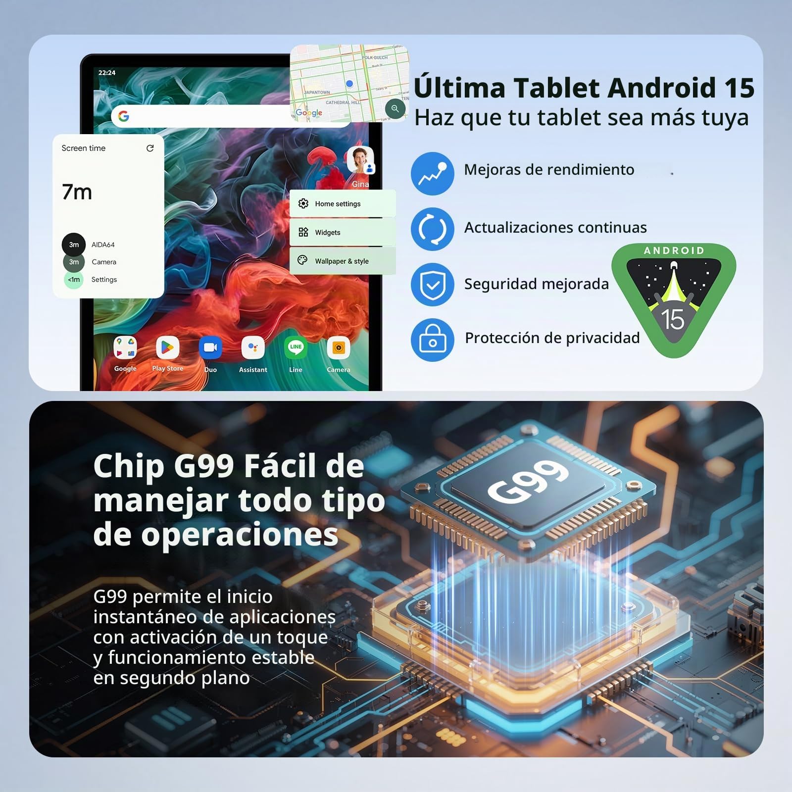 Tablet 13 Pulgadas Android 15 Octa-Core 2.2GHz/36GB RAM+512GB ROM(TF 2TB) FHD 2944 * 1840, Gemini AI, 11580mAh/4G LTE+5G WiFi/Widevine L1/BT5.0/GPS/13MP Tablets con Teclado y Lápiz, Gris