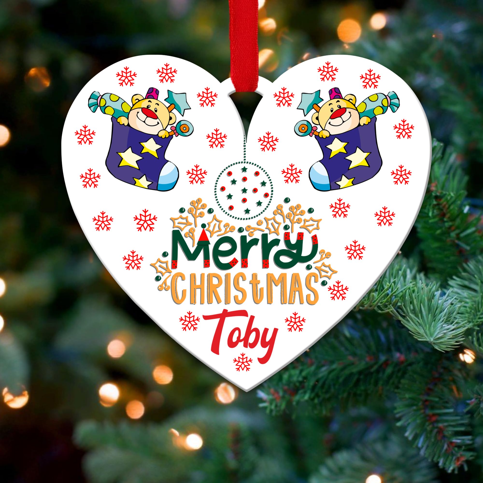Personalised Christmas Tree Decorations Baubles with Customised Name | Acrylic Xmas Tree Decoration Hanging Ornaments | Personalised Bauble Gifts for Xmas Decorations