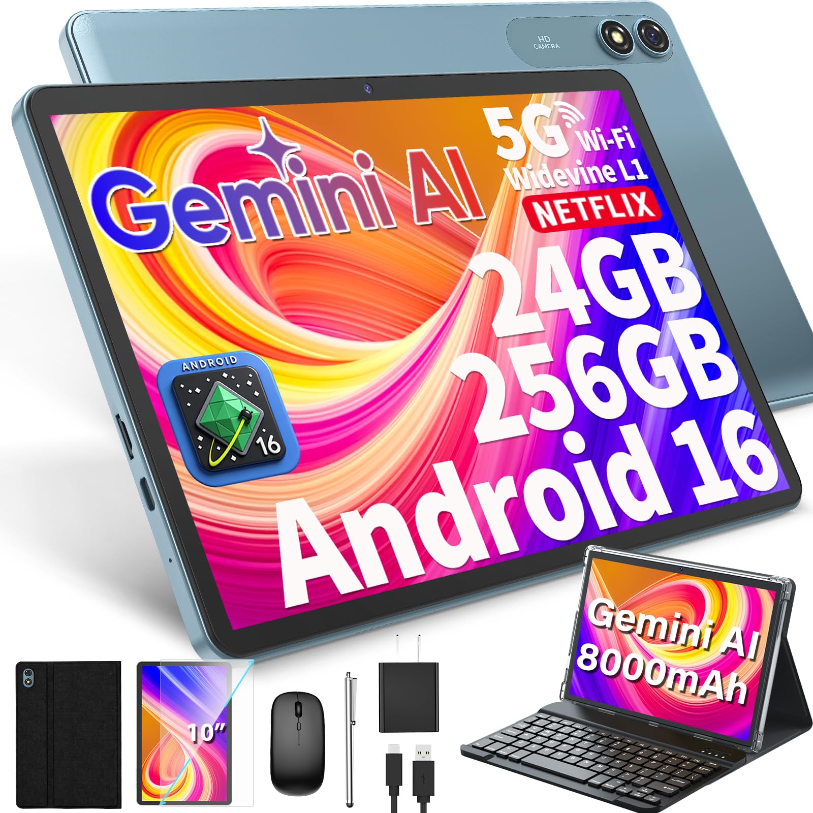 PYNAREL 10 Inch Tablet with Keyboard
