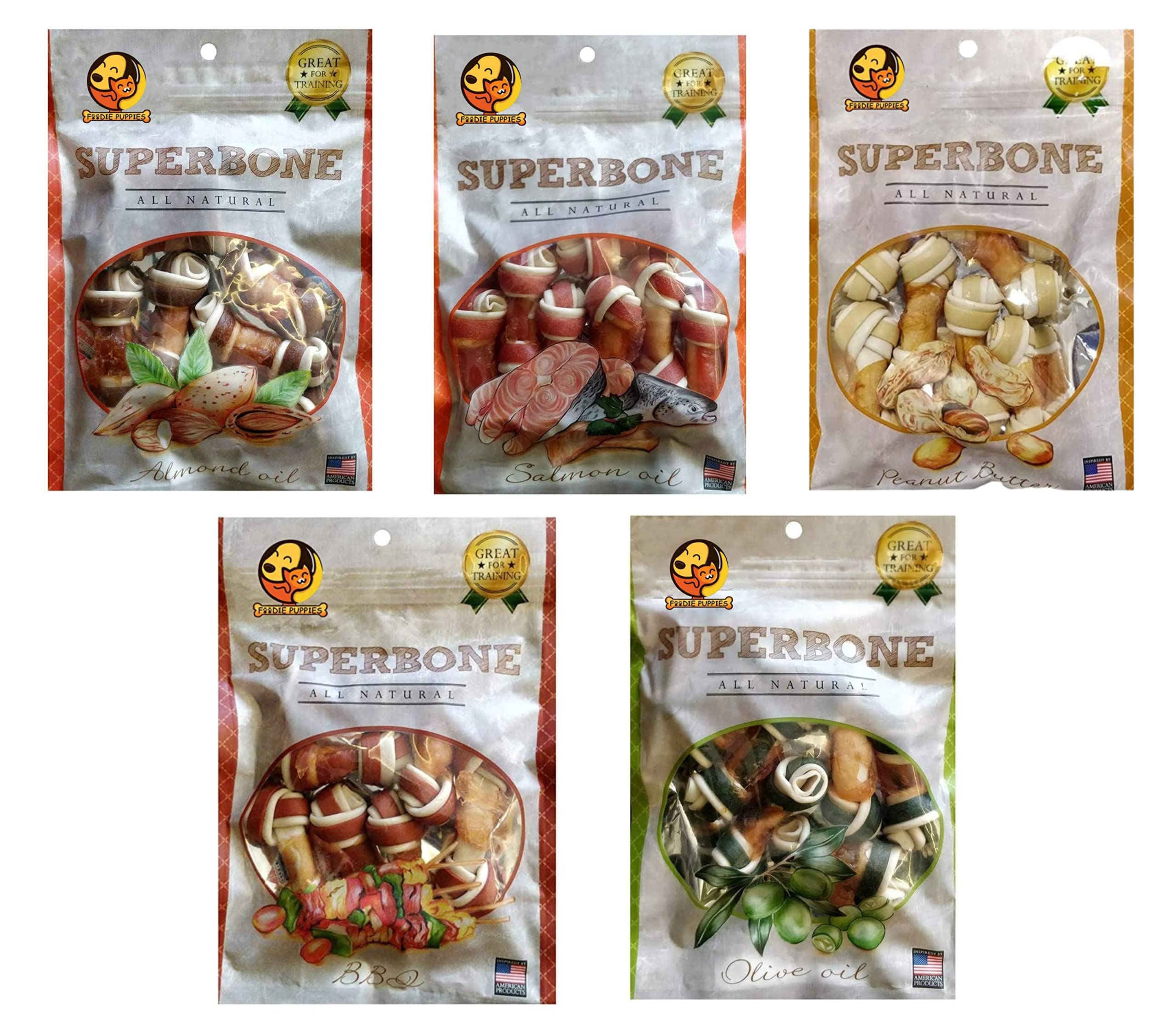 Foodie Puppies Dog Treat Combo of 5 All Natural Flavor Knotted Bone | 5 Different Flavour in One Pack with Free Key Ring (B0B9S47L6F) Amazon Price History, Amazon Price Tracker