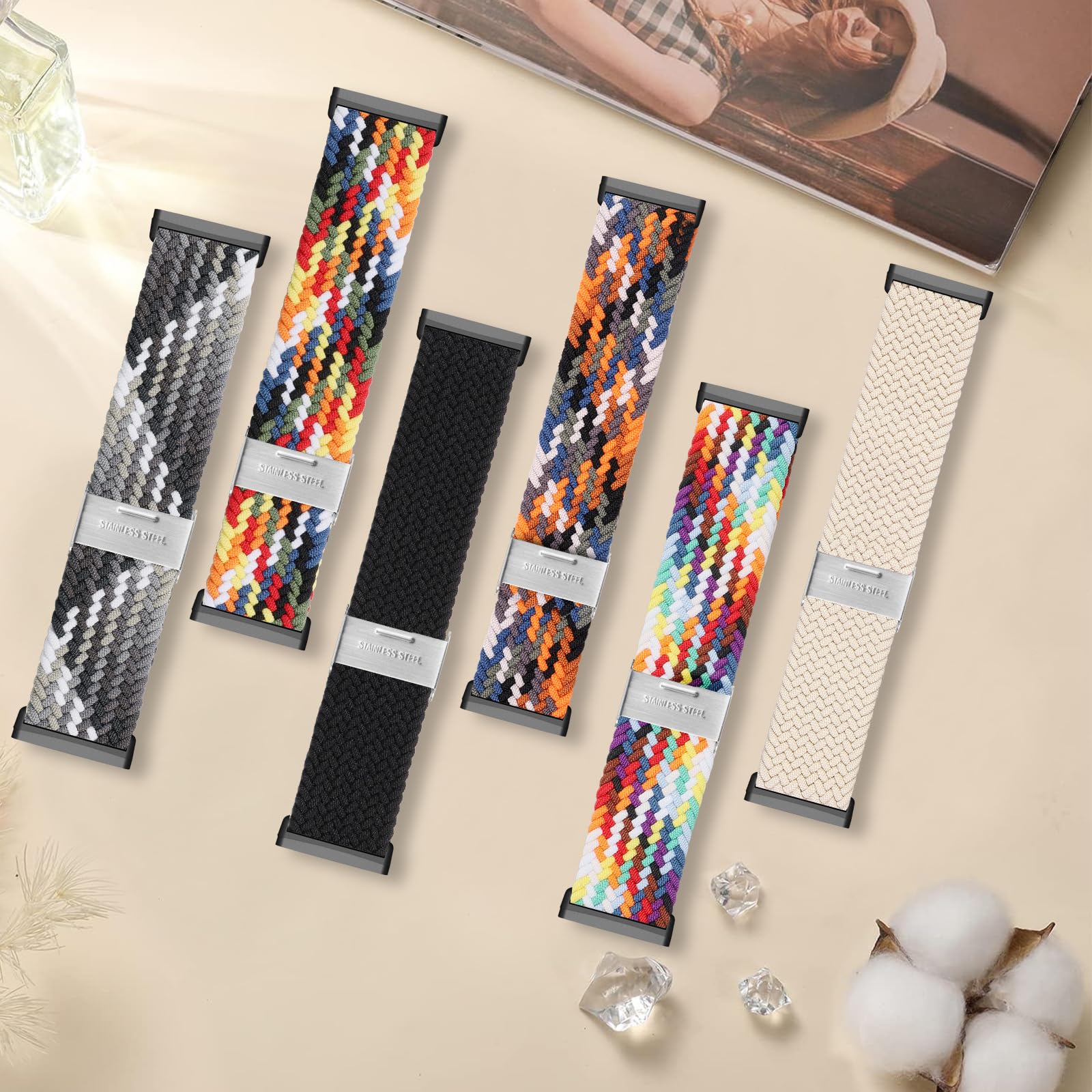 Bracelet Tissé Élastique Fitbit Versa 3 / Versa 4 / Sense / Sense 2 - Confort Respirant Et Sportif | Nylon Doux Réglable 135-230 Mm