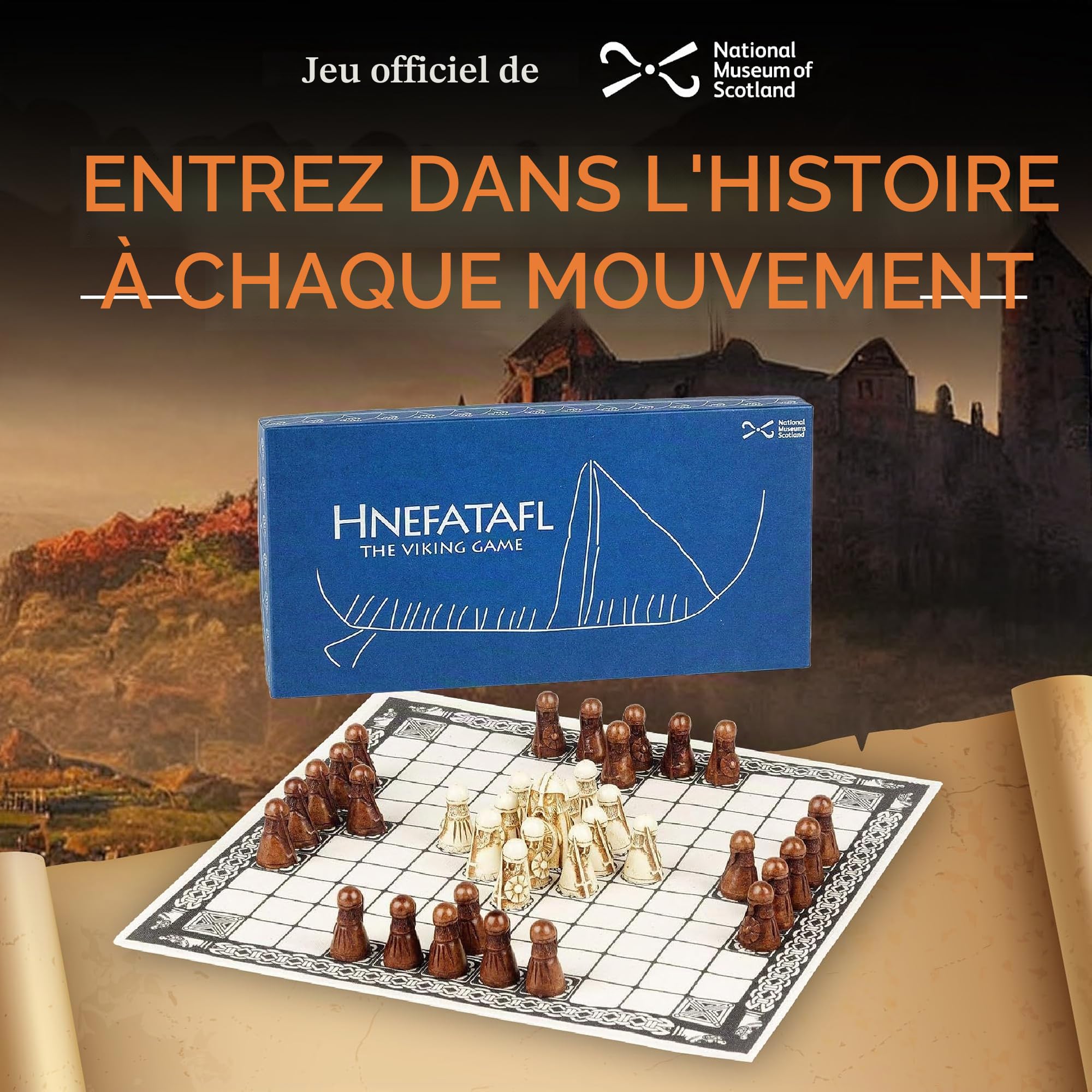 Hnefatafl - Le Jeu Viking - Inclut Une Pochette/pochon en Coton de Conception Unique pour Jouer avec des pions.
