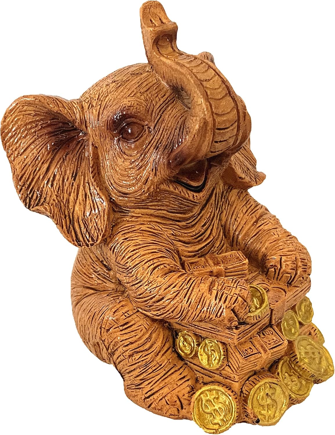 Feng Shui Trunk Up Lucky Elephant Statue Figurine Home Office Decor for Wealth (STACKM) - Image 3