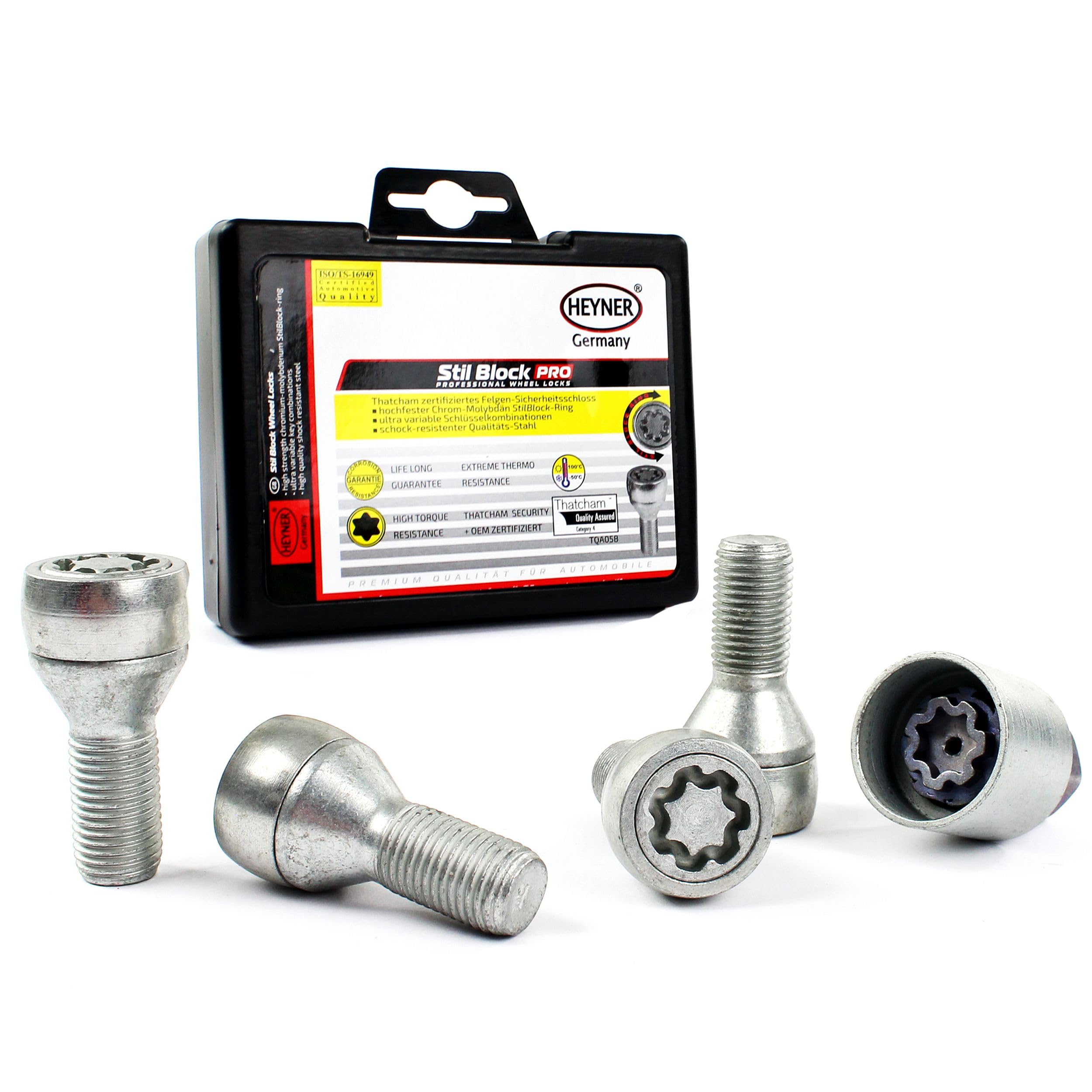 Fits MG HS 2020-2024 Heyner Germany Locking Wheel Nuts Set 4 Car Security Locks Anti-theft 522/5