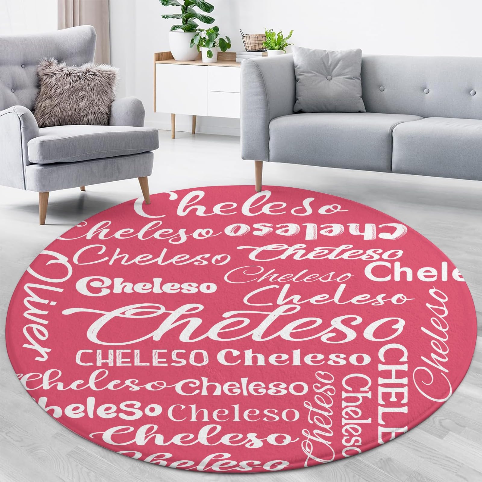 NZOOHY Word Text Personalized Gifts Baby Area Rugs for Toddler Girls Boys Custom Nursery Rug Soft Non-Slip Mat for Bedroom Crawling Playing 31.5 in