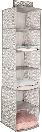 Simplify Organizador de almacenamiento de armario bohemio con 6 estantes plegables para colgar en gris