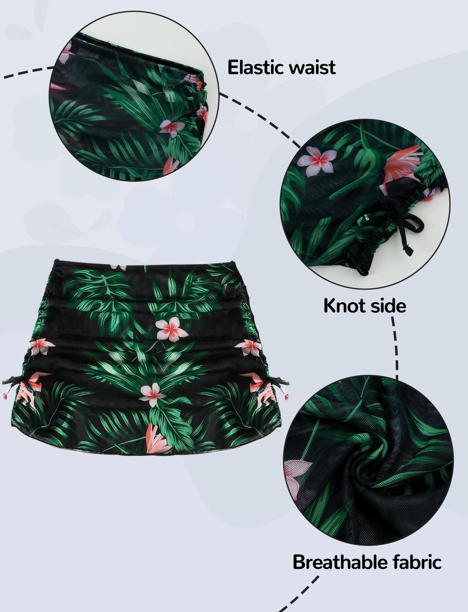 SEAUR Fille Ensemble Bikini avec Jupe 3 Pièces Maillot de Bain Mode Imprimé Bikini Set Enfant Été Plage Piscine 120-170