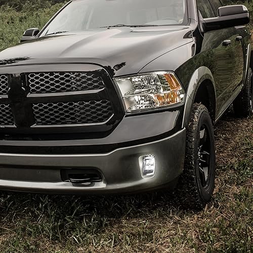 Miniatura 7 de Auxbeam Luces antiniebla LED de repuesto para Dodge Ram 1500 2013 2014 2015 2016 2017 2018 lámpara antiniebla delantera con DRL, negro, aprobado por