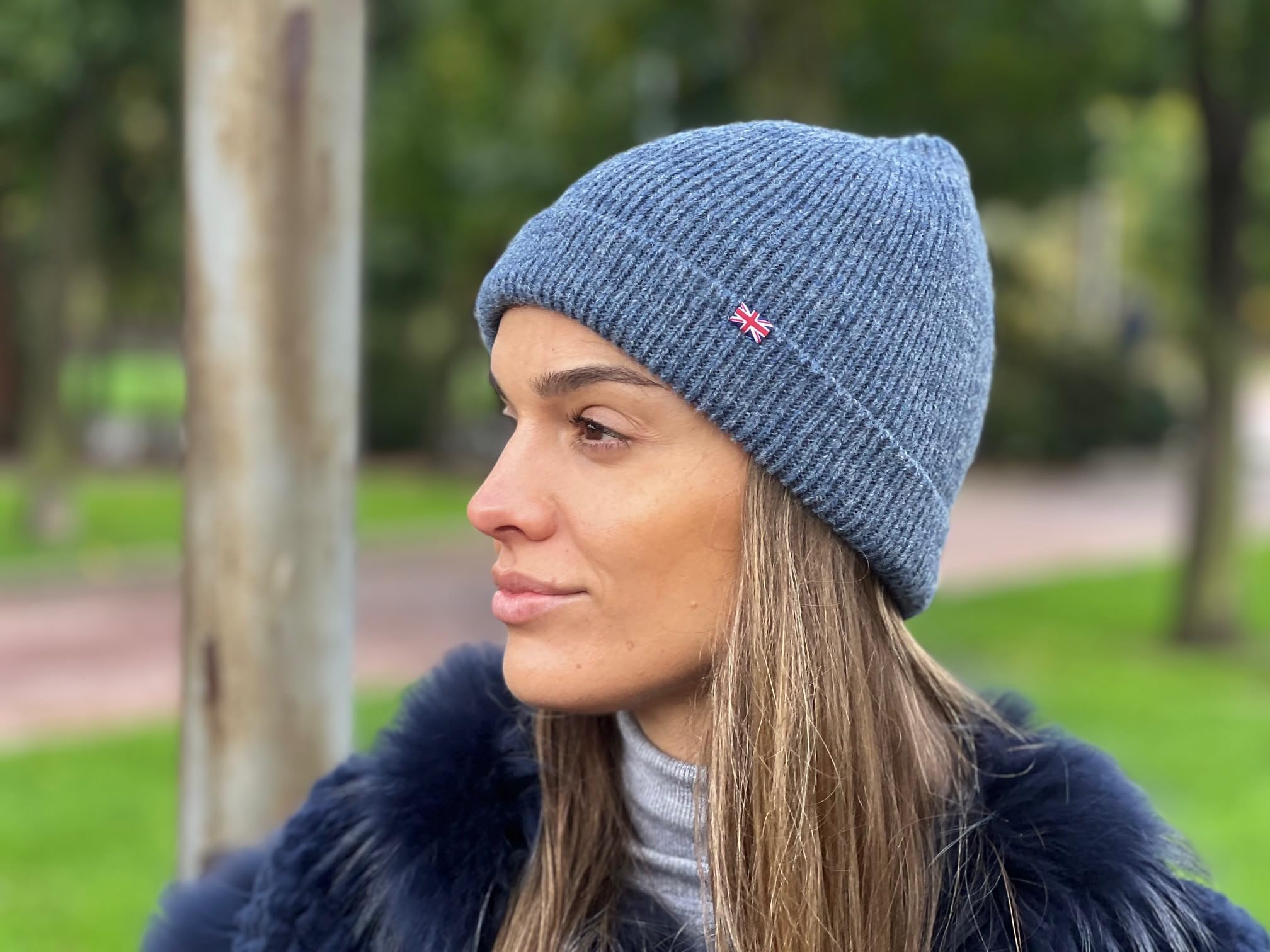 Patriia Bonnet Drapeau Britannique 100% Laine mérinos. Fabriqué à la Main. Bonnet en Laine pour Homme. Bonnet en Laine pour Femme. Bonnet tricoté.