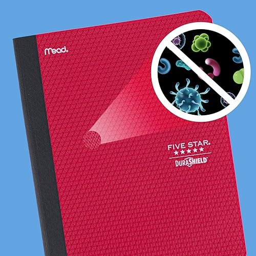 Miniatura 2 de Five Star DuraShield - Libros de composición con cubiertas antimicrobianas, paquete de 4, 1 materia, papel de rayas anchas, 11 x 8-12 pulgadas, 100