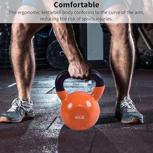 Miniatura 7 de Vinyl Coated Kettlebell - Choose 20, 25, 30, 35, 40, 45 Lbs - Durable, Non-Slip Grip for Home Gym, CrossFit, Strength Training