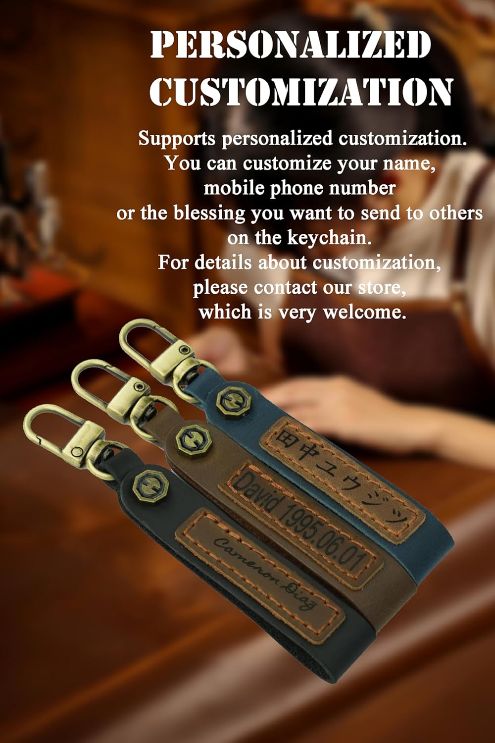 HIBEYO Customizable 5 Button Key Fob Cover Compatible with GMC Yukon Denali Sierra Chevy Silverado Suburban Tahoe Buick 2021- 2025 Accessories Genuine Leather Key Case Personalized Keychain-Black