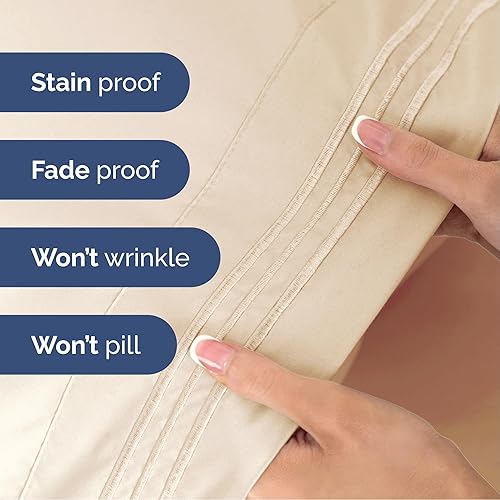 Vista 1642 de Juego de sábanas de 4 piezas tamaño king, extrasuaves, transpirables y refrescantes con esquinas profundas, sábanas de fácil ajuste y sin arrugas