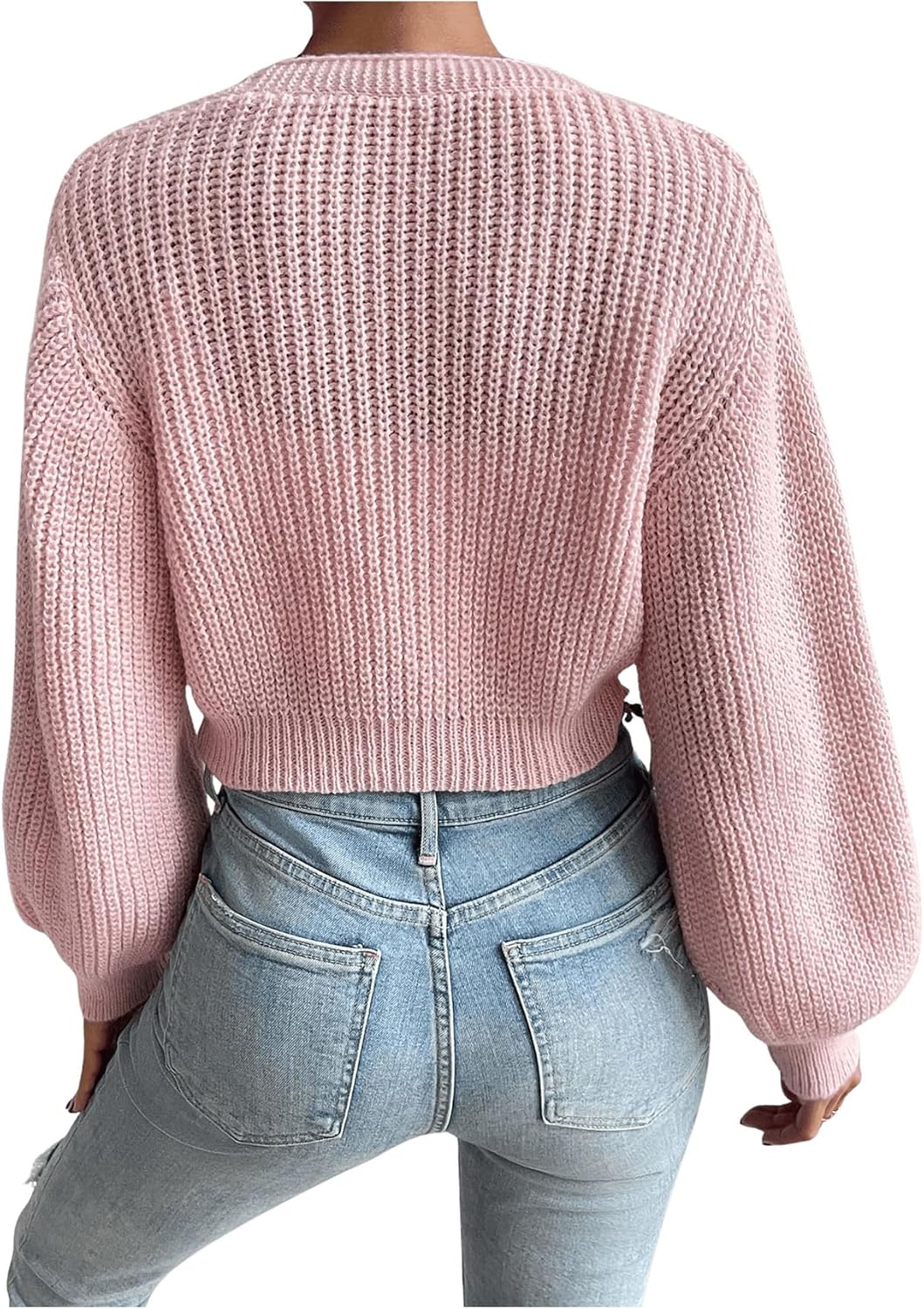 WDIRARA Women's Strawberry Embroidery Crop Cardigan Drop Shoulder Button Up Sweater Tops V Neck Outerwear - Image 2