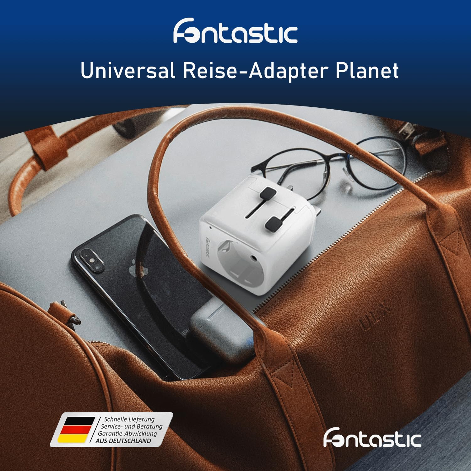 Fontastic Adattatore universale mondo Planet, adattatore da viaggio per oltre 100 paesi, presa USB con adattatore USA, OFF e UK, adattatore con funzione di protezione