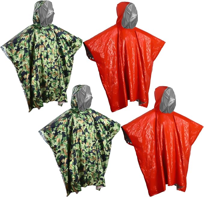 Adults Emergency Wet Weather Reusable Waterproof Hooded Rain Hiking Poncho