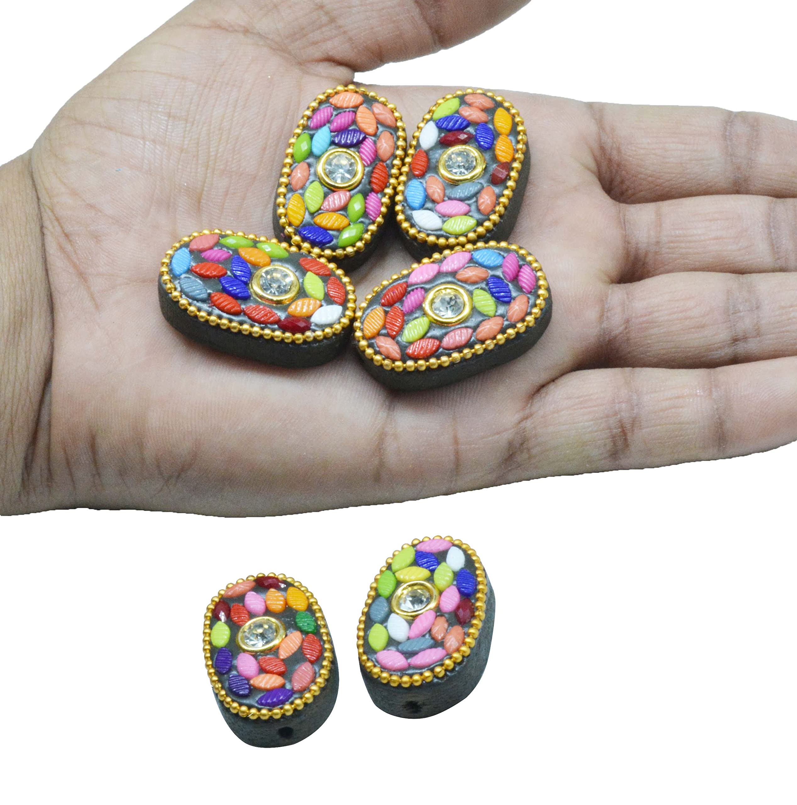 CRAFTLOVEWooden Buttons Beads Multicolor for Sewing & Crafting - Oval, Pack of 10 Pc (Size : 3 cm X 2 cm)(Oval)