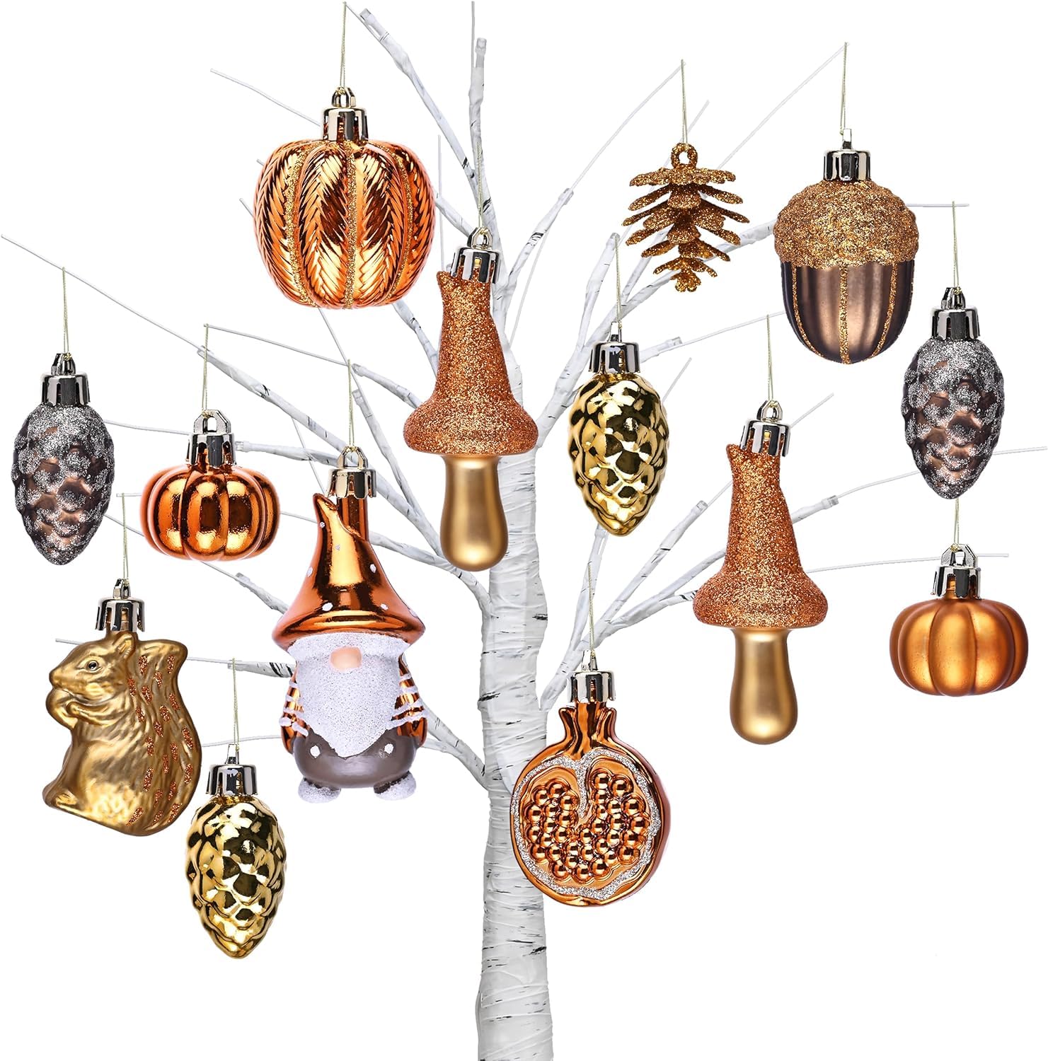 Valery Madelyn 12pcs Autumn Decorations, Halloween Tree baubles for Home Decor, Variaty Shatterproof Set with Gnomes for Harvest Halloween Christmas Holiday Party Gift，EG1307-0025EU