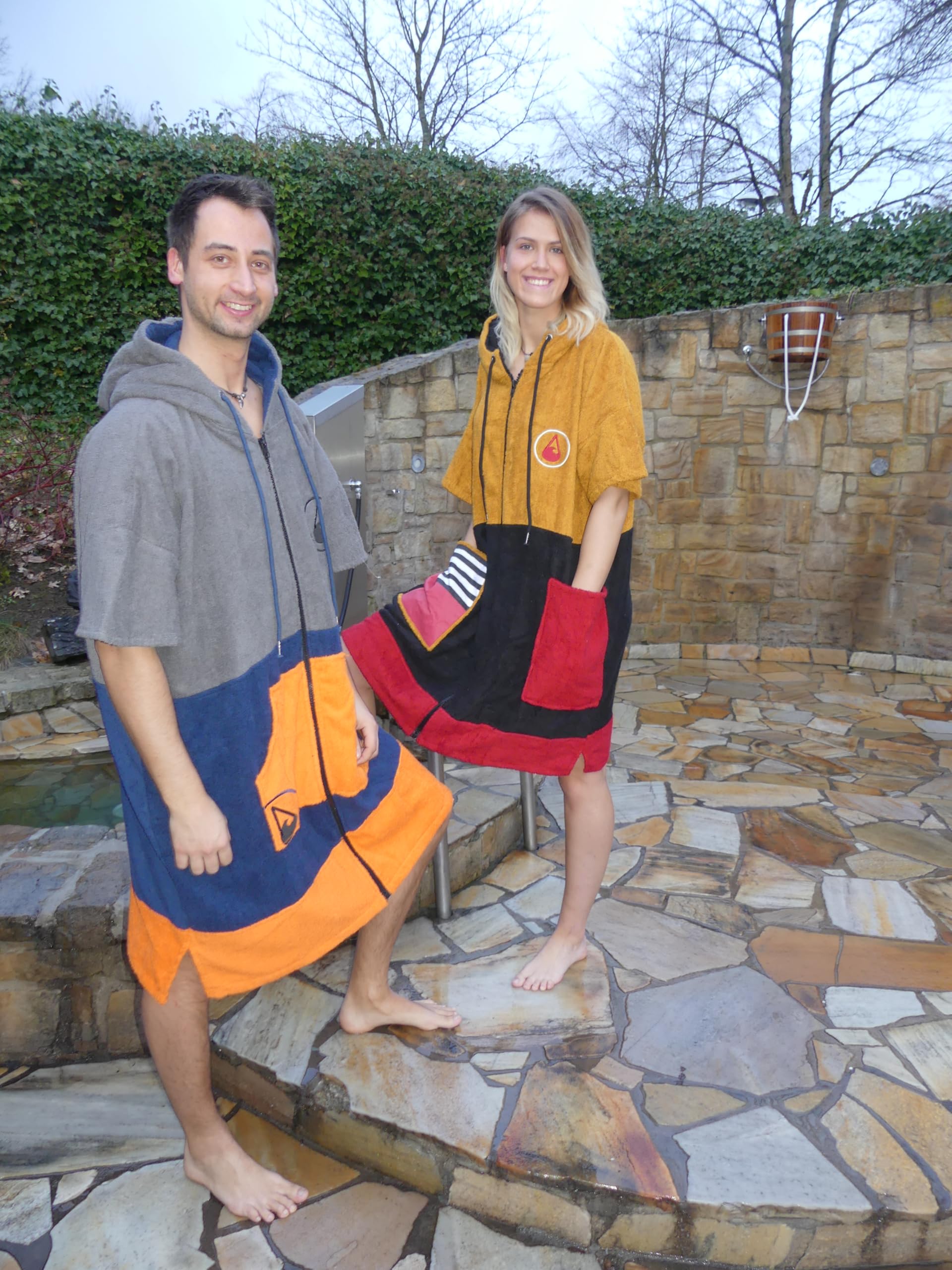 WAVE HAWAII Zip-Poncho da surf per corpi da 170 – 200 cm, 100% cotone ecologico, in velluto, per nuoto, spiaggia, surf, poncho da doccia, per adulti