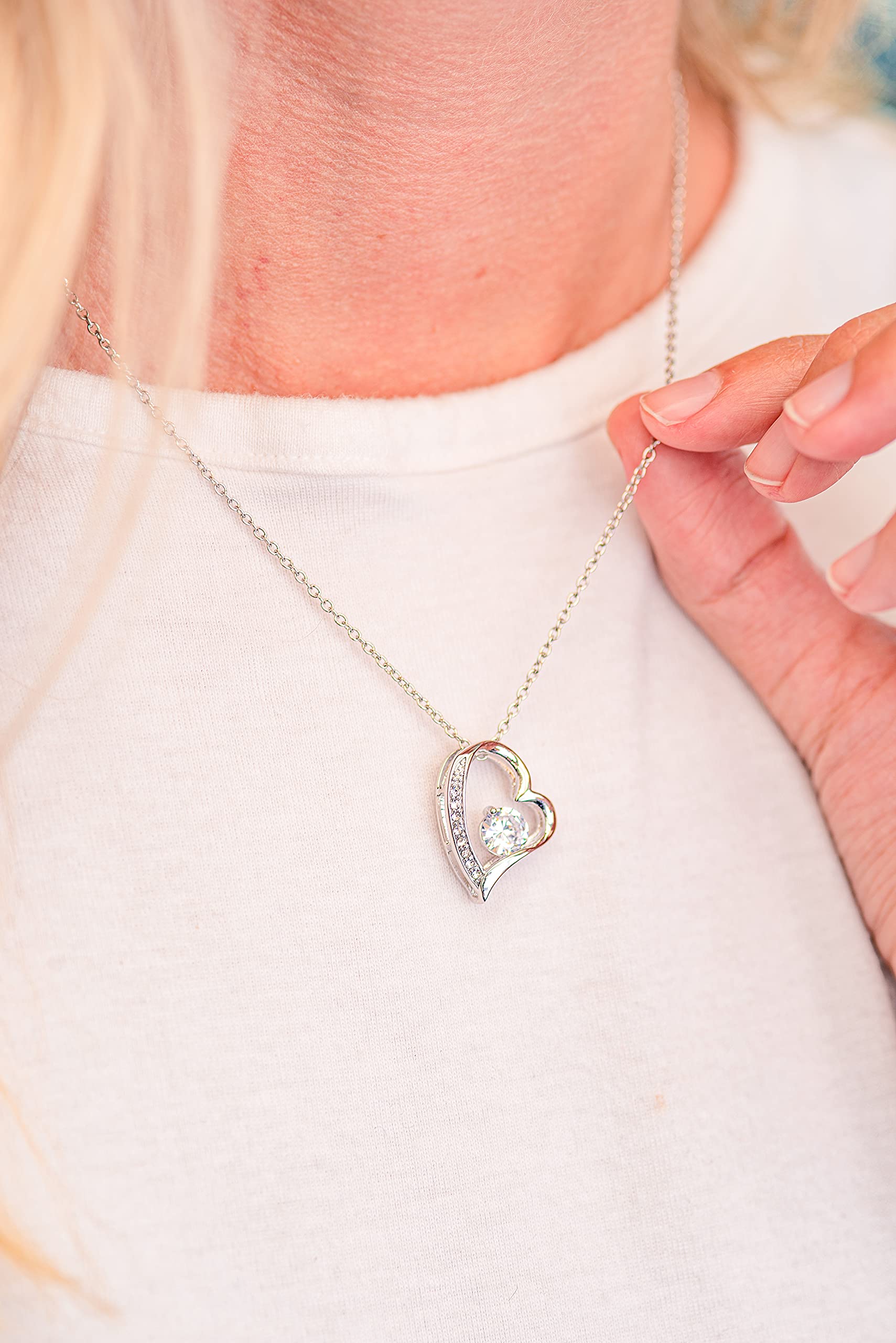 An Meinen Schatz Haltzkette Edle Halskette für Damen 14 Karat Weißgold Beschichtet, Muttertag, Jahrestag, Geburtstag Geschenk