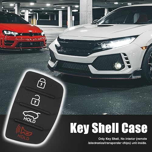 Miniatura 2 de X AUTOHAUX 4 botones de coche remoto Fob caso cubierta inserto de goma teclado teclado reemplazo para Hyundai