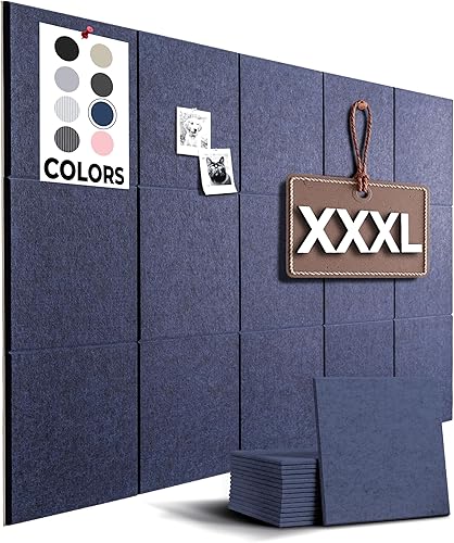 Miniatura 11 de Vision Board - Tablero grande de corcho para paredes de 59 x 36 pulgadas, tablero de anuncios negro, paquete de 15 azulejos de pared de fieltro,