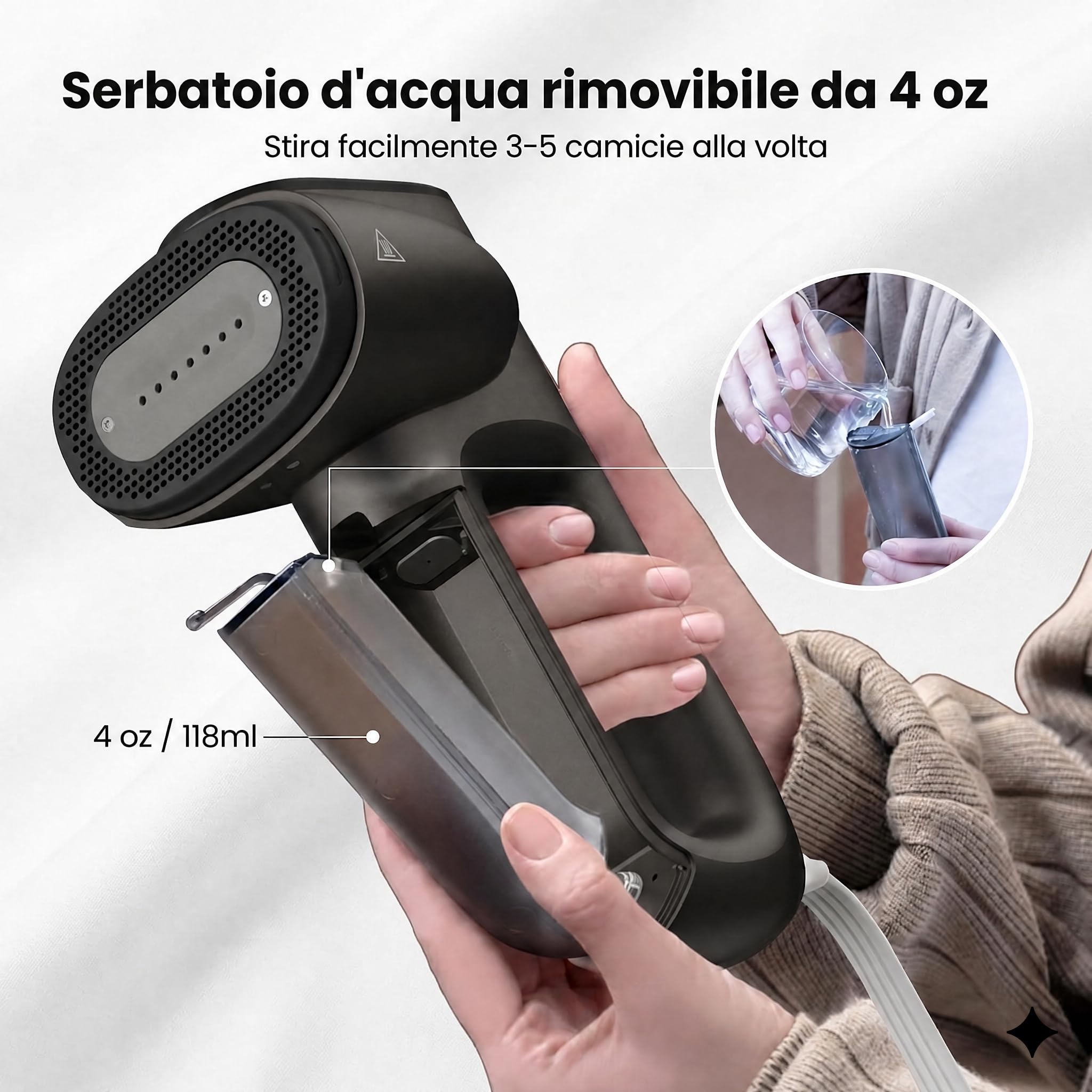 Neakasa Magic 1 Stiratrice Verticale a Vapore da Viaggio, AirIron 2300Pa, Stiro a Una Mano, Pronto da Indossare, Senza Residui d'Acqua, 220-240V (Antracite)