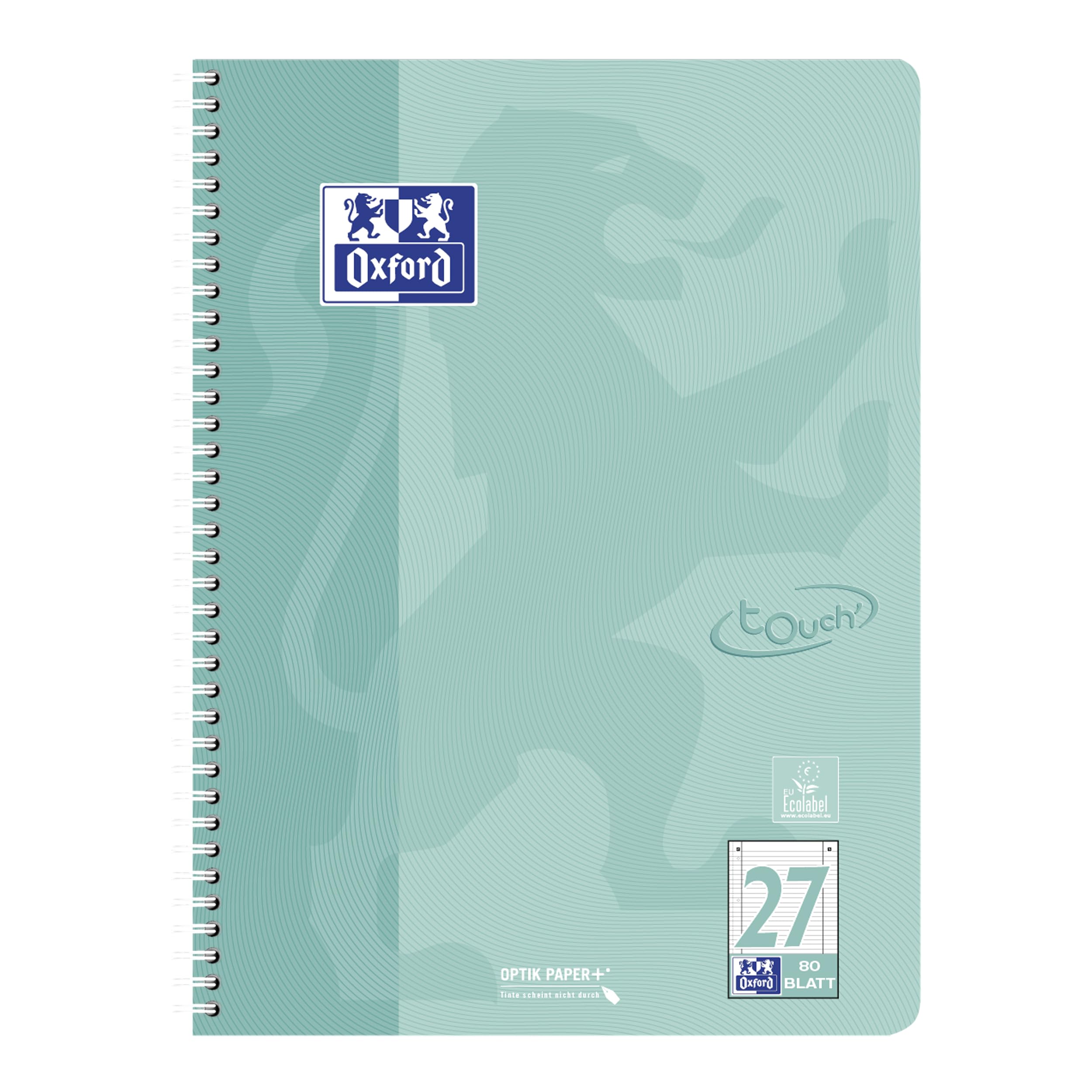 Oxford Touch Lot de 10 cahiers A4 lignés avec double marge 160 pages 5 couleurs pastel