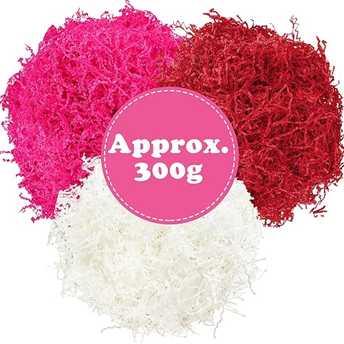 Miniatura 2 de JarThenaAMCS 10.6 onzas de papel de corte arrugado para el día de San Valentín, relleno de cajas rojas, blancas y rosas, papel de relleno de 3