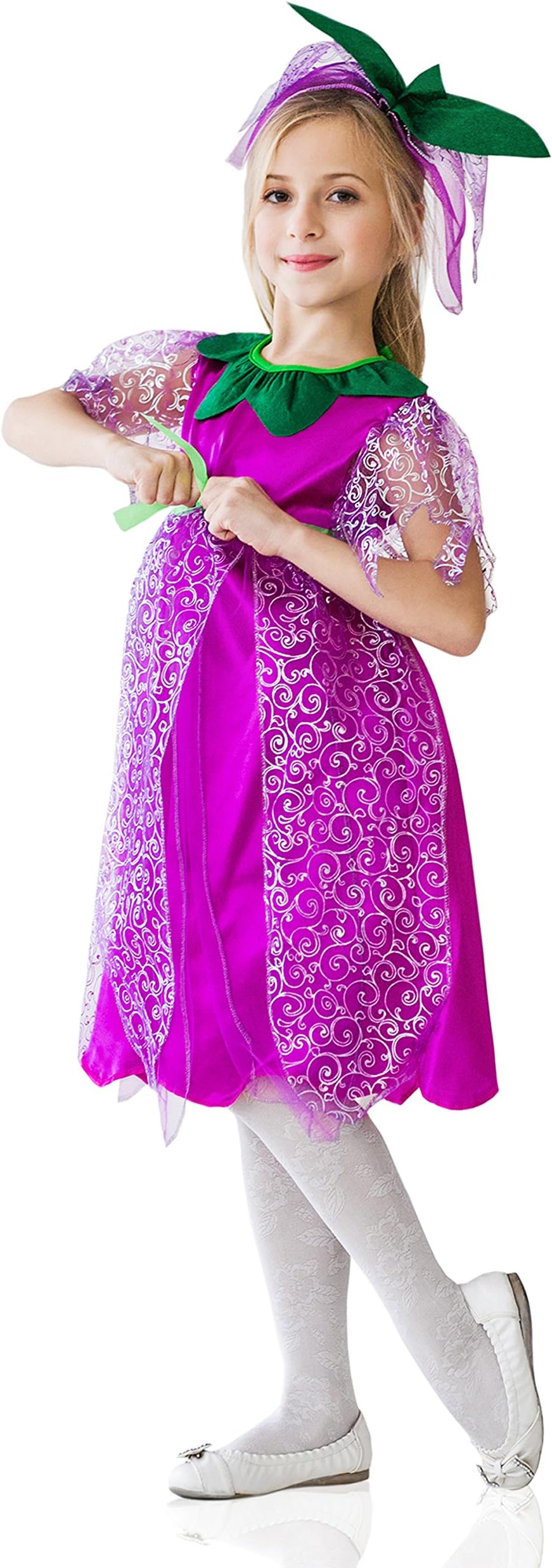 Kids Girls Violet Flower Halloween Costume Purple Pixie Dress Up & Role Play
