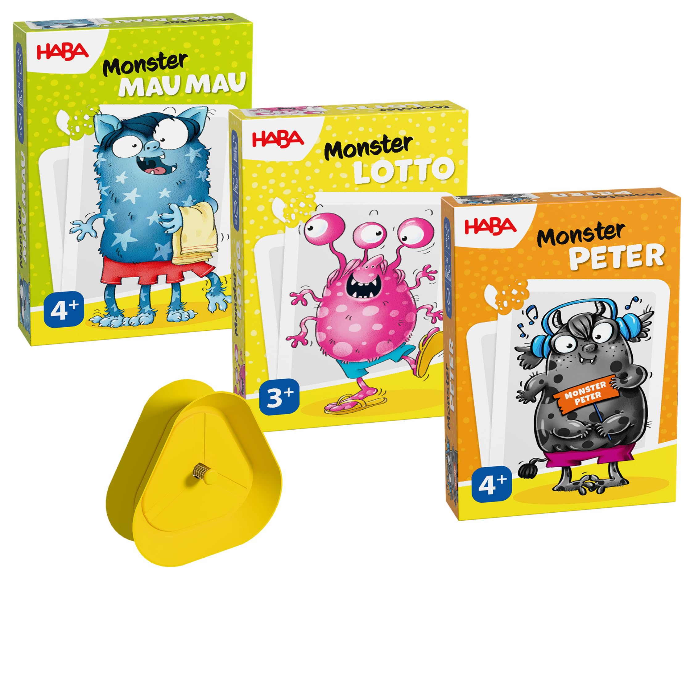 HABA Monster Card Fun - 3 Card Games for Children from 3 Years with Card Holder (Mau Mau Cat & Co, Picture Lotto, Monster Peter) - 2013790