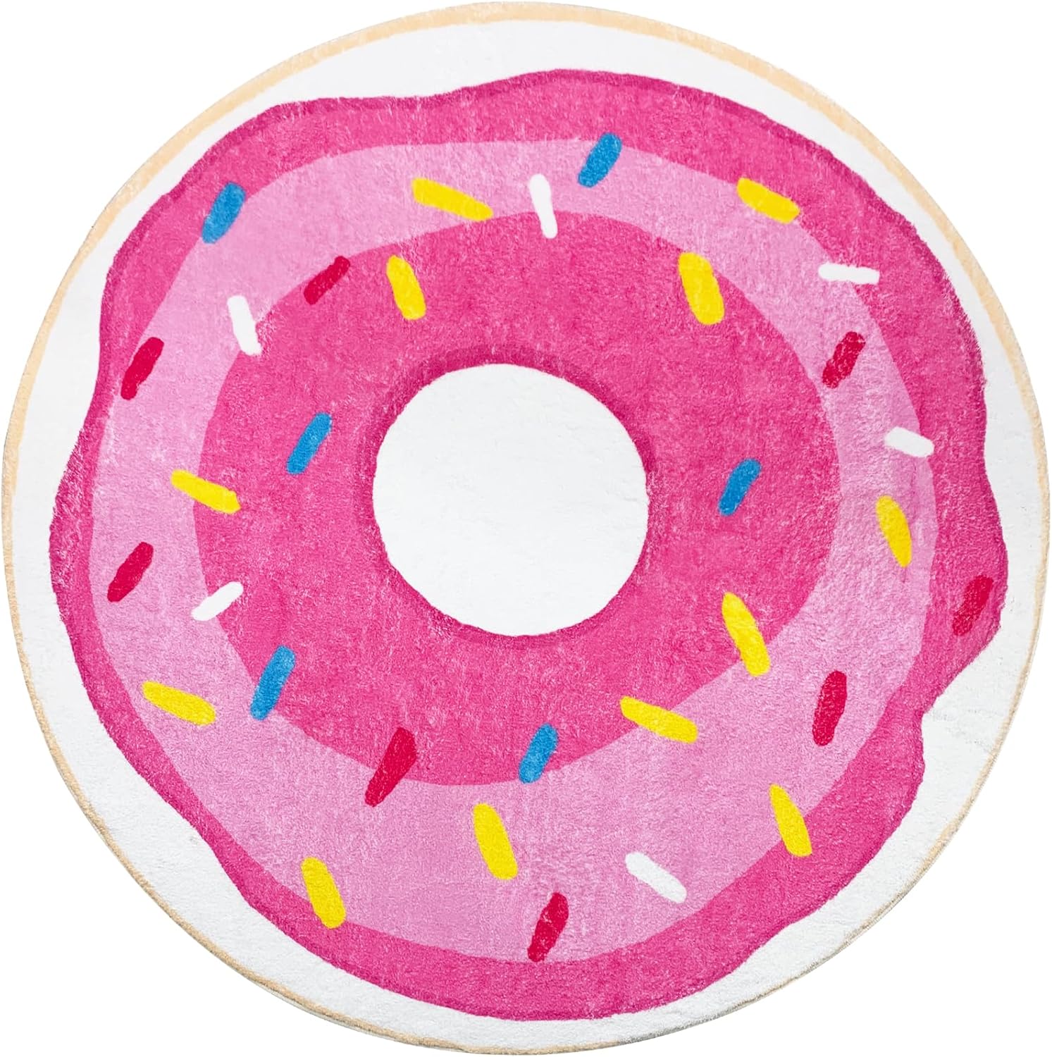 Kids Rug 4Ft Round Play Mat Donut Playroom Rug for Boys Girls Nonslip Circle Bedroom Carpet for Nursery Living Room Bathroom Decor Easy Washable Children's Rugs, Pink