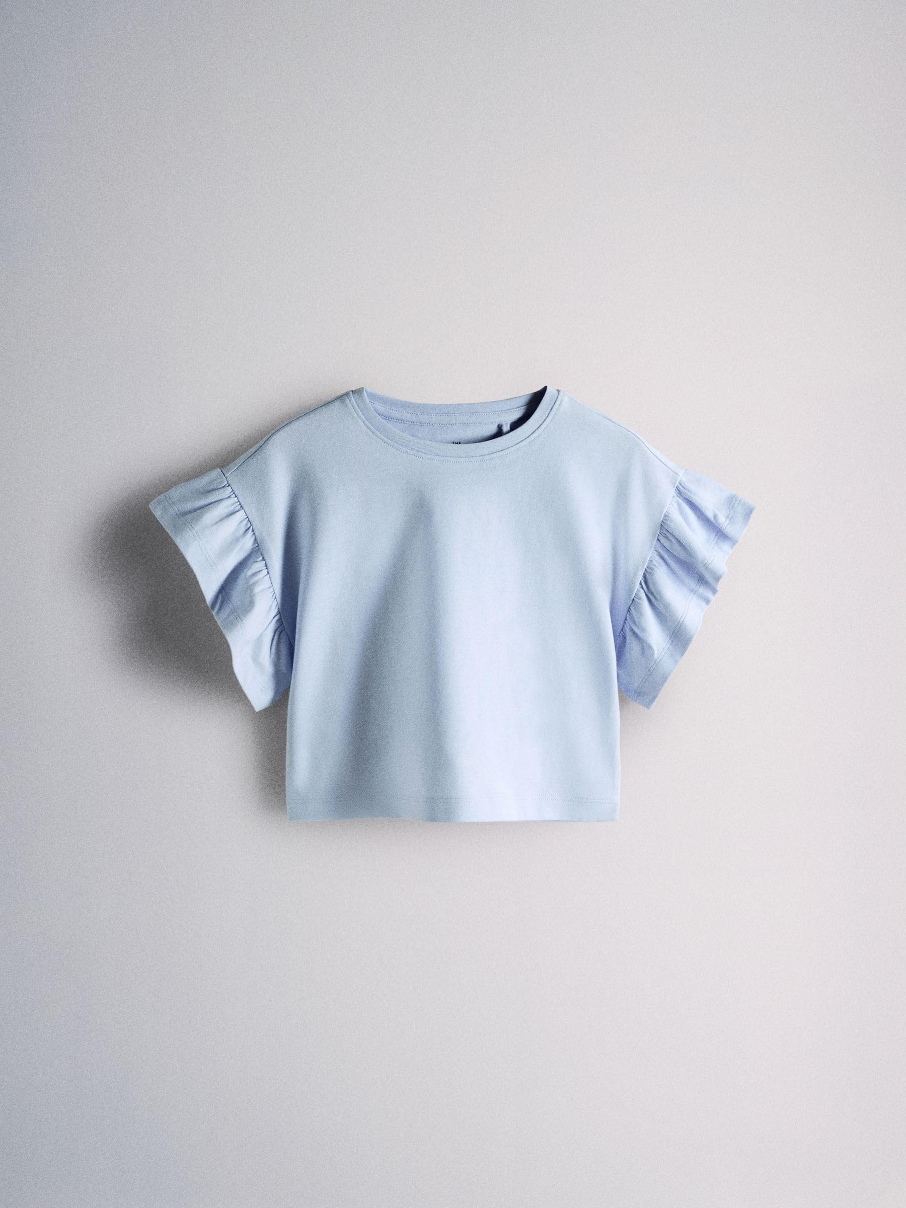 THE SET Ragazza Confezione da 4 T-Shirt in Cotone con Maniche a Volant