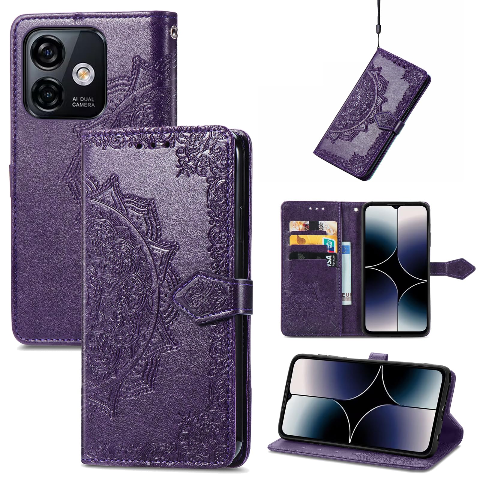 Aroepurt Flip Stand Custodia per Ulefone Note 10P Custodia Case Cover Pelle Sintetica Cavalletto Magnetico Custodia a Portafoglio YZW-Hei