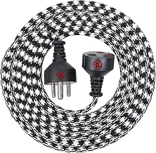 ezobuy 3 Pin Cotton Threaded Wire Extension Wire | 3.5 Meters Heavy Duty Long Wire Cord | 4 Layer Coating | Copper Wire | Durable | Multipurpose | Pack of 1 | 250 W | Black-White