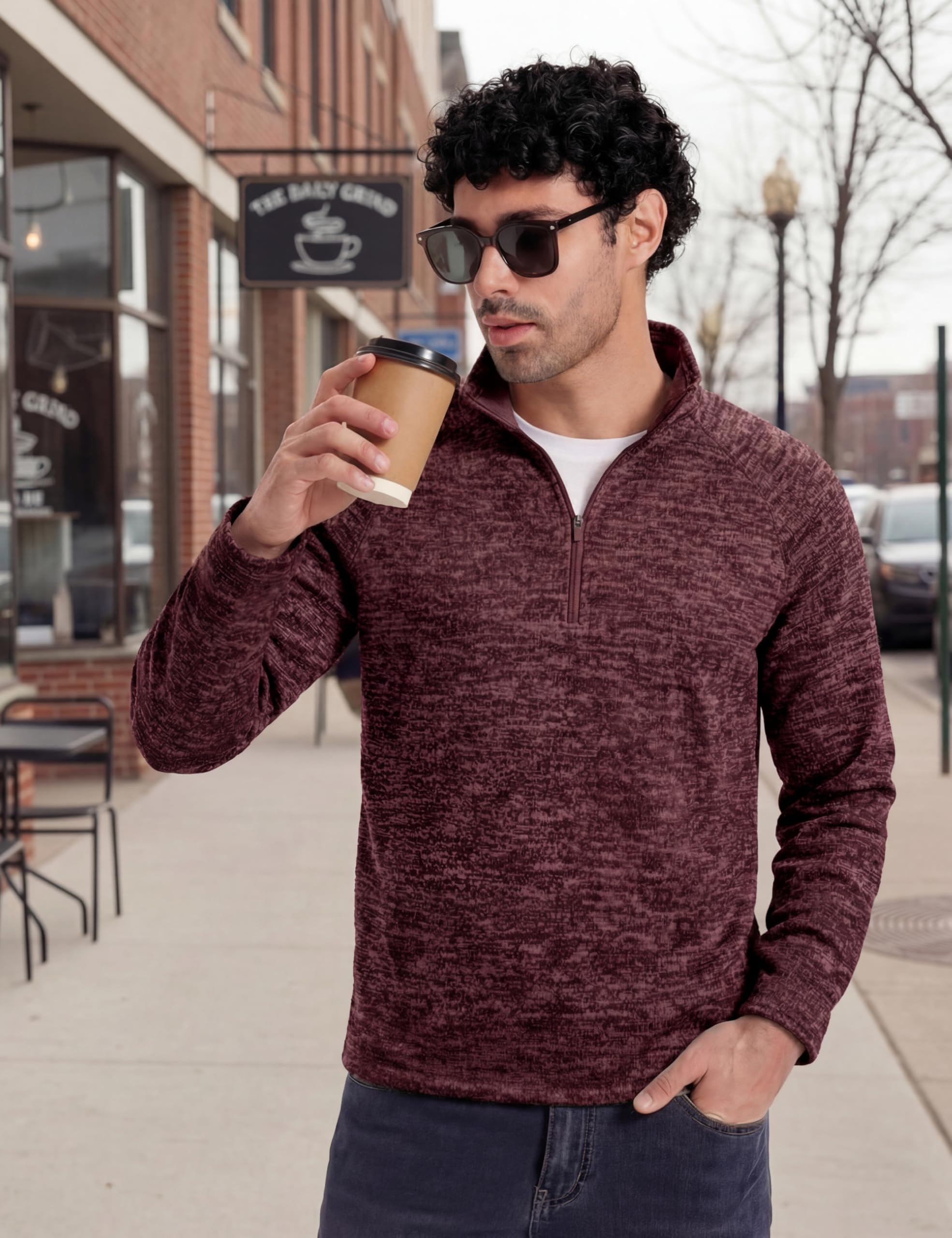 MAGCOMSEN Herren Pullover Sweatshirt Fleecepullover Winterpullover