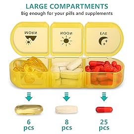 Pill Organizer 3 Times a Day, Fullicon Large Weekly Pill Case 7 Day, Daily Pill Box with 21 Compartments, Pill Dispenser Supplement Holder for Pills/Vitamin/Fish Oil - Multi-Colored