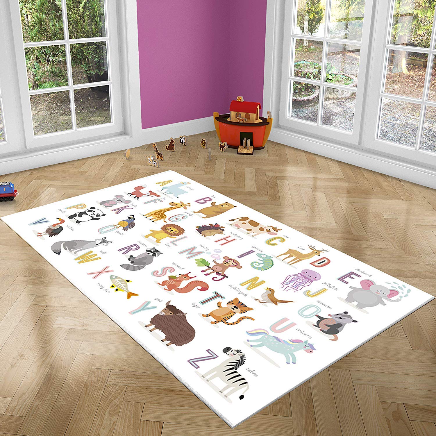 Oedim Alphabet Tiere Kinderteppichboden PVC Zimmer | 95 cm x 165 cm | PVC Teppich | Dekoration | Vinylböden | Sintasol Boden | Kinderschutzboden