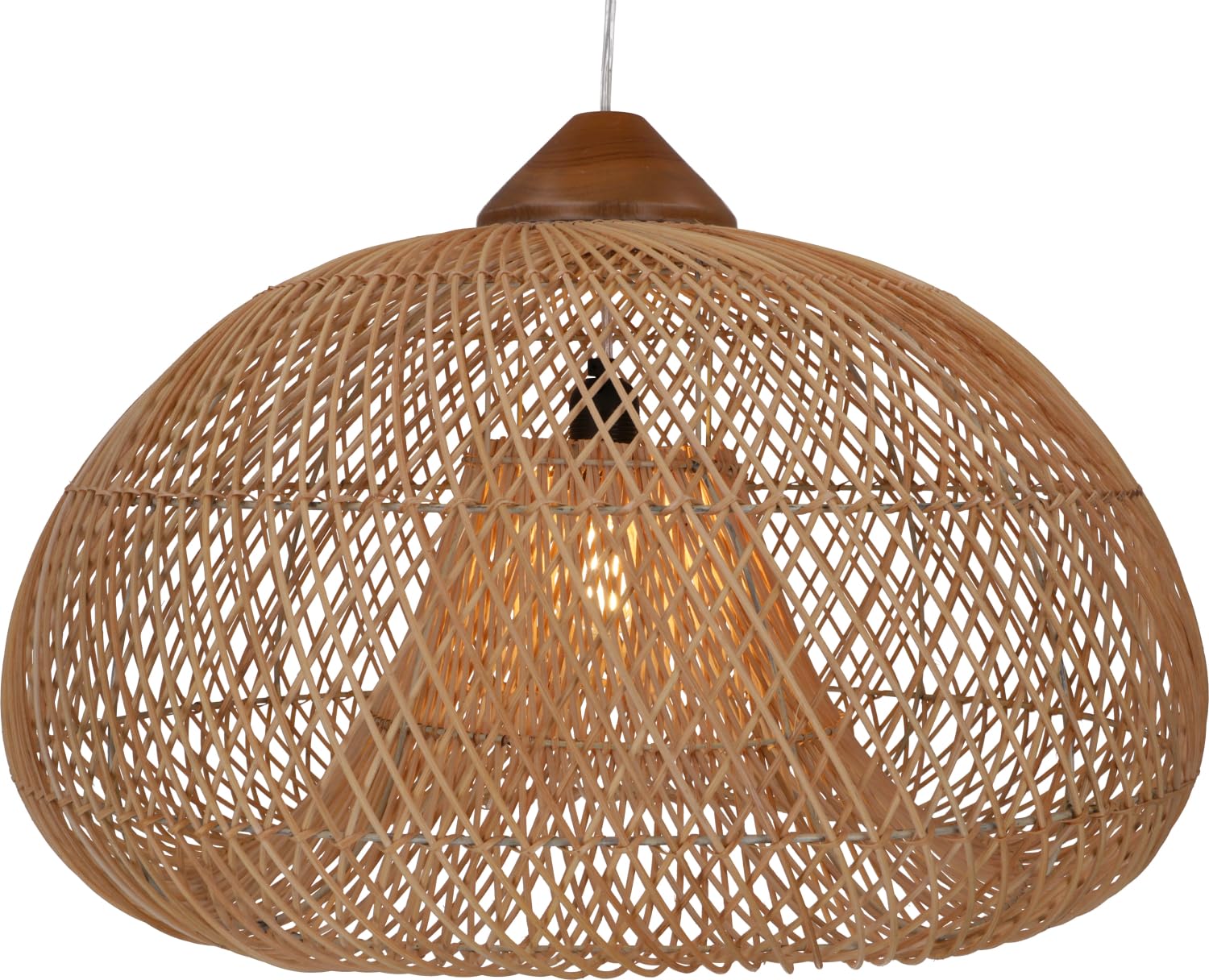 Guru-Shop Lámpara de Techo Grande, Hecha a Mano en Bali con Material Natural, Ratán - Modelo Marilla, 40x60x60 cm, Lámparas Colgantes de Materiales Naturales