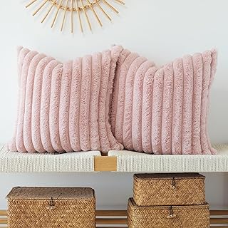 JOJUSIS Pack of 2 Faux Fur Plush Decorative Throw Pillow Covers Couch Cu...