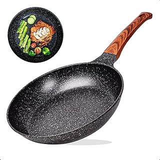 Frigideira antiaderente cerâmica frita sem óleo cabo madeira durável f