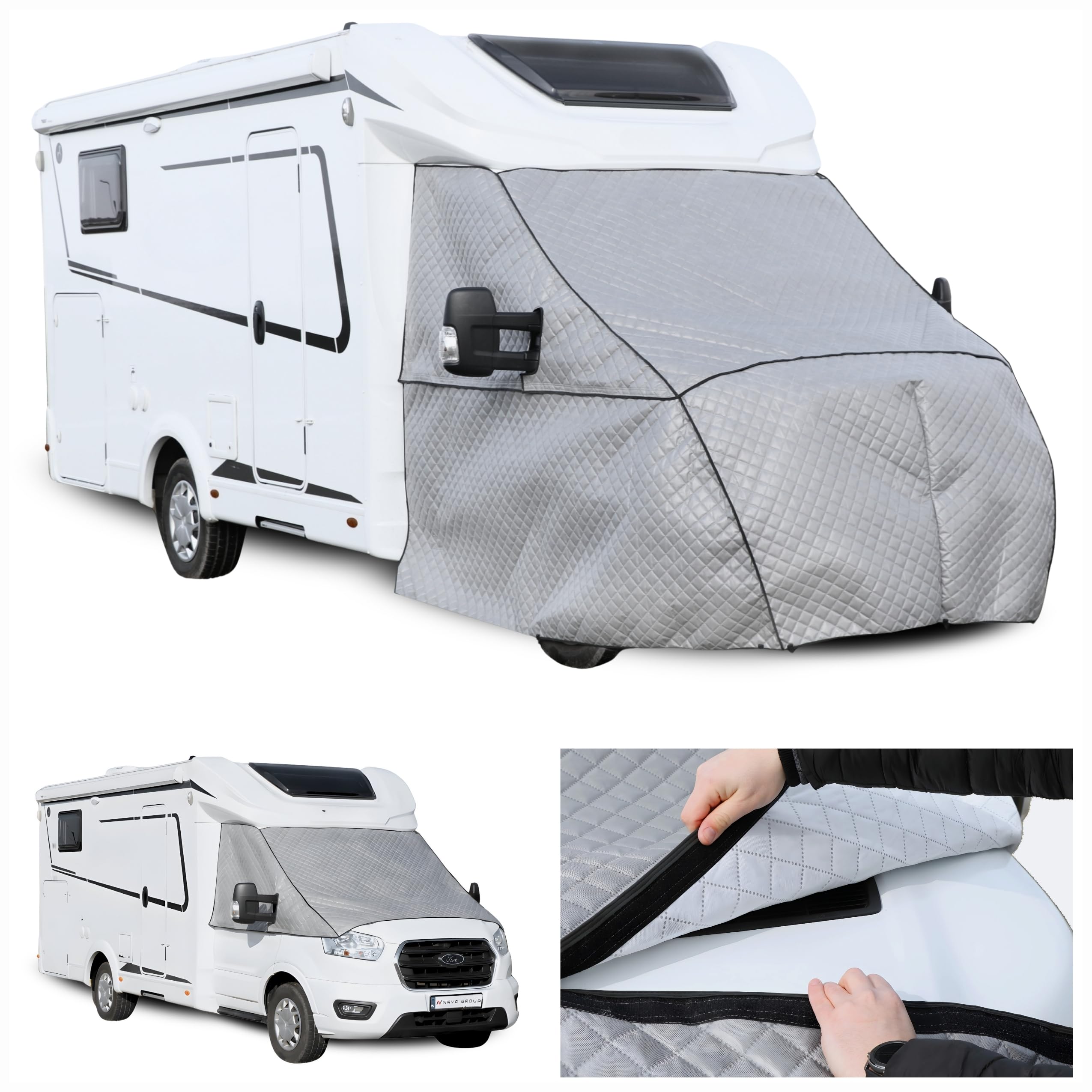 Thermomatte Außenisoliermatte für Ford Transit VII ab Baujahr 2014 Wohnmobil, Frontscheibenabdeckung Fahrerhaus, Thermoschutz Sonnenschutz Winter Schnee EIS Abdeckung, 5-lagige Thermomatten
