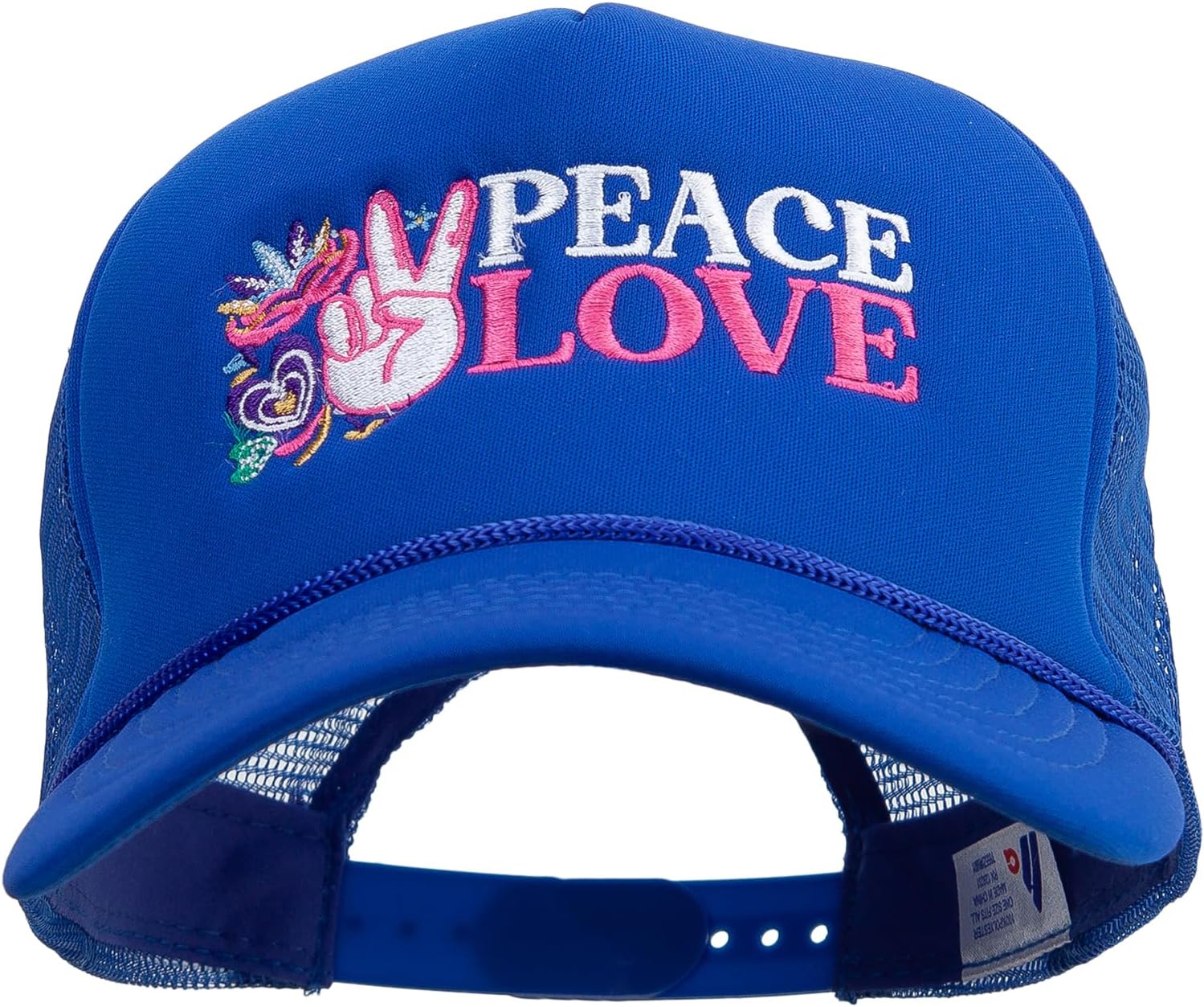 Peace Love Mardi Gras Embroidered Summer Foam Mesh Trucker Cap