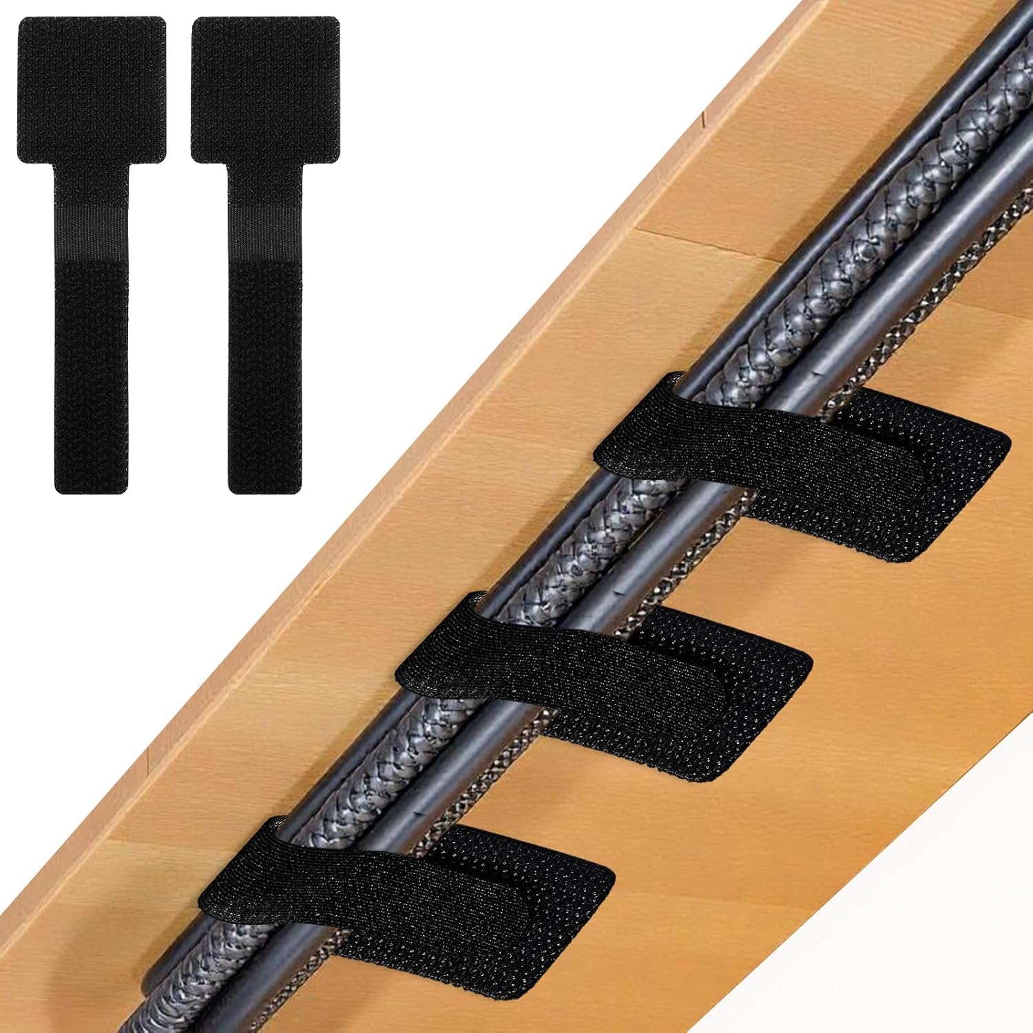 100Pcs Hook and Loop Cable Ties, Self Adhesive Wire Management Cable Clips Adjustable Hook and Loop Cable Straps Cord Wrappers Keeper Cord Holder for Kitchen Appliances Office Home (Black)